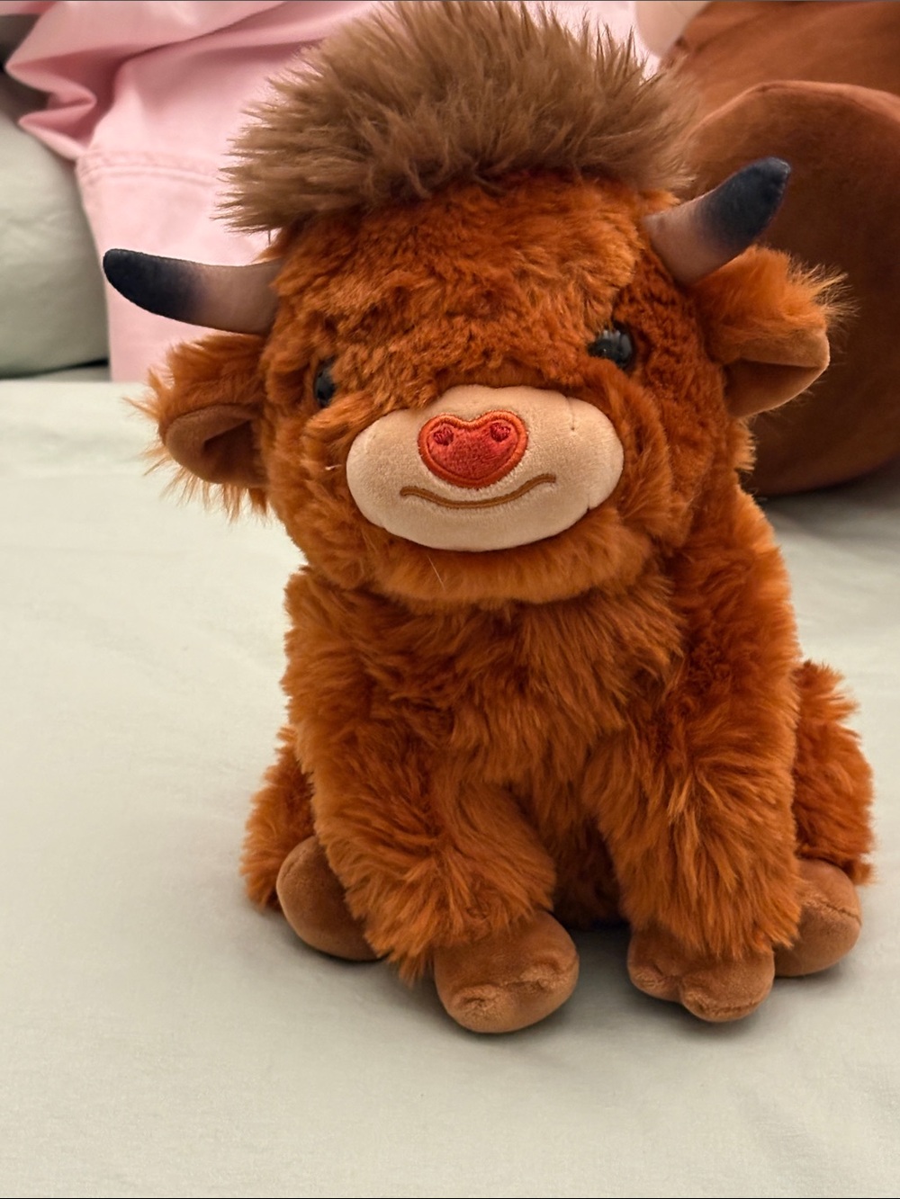 Plush weighted Highland Cow Stuffed Animal - Rust Brown